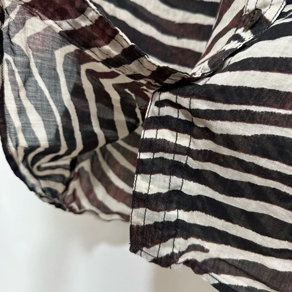 Banana Republic Ramie Utility Shirt Women Medium Tall Safari Zebra Print - Picture 6 of 13